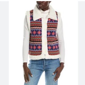 Johnny Was vest waistcoat Yuya Sherpa Reversible Multicolor Size S Womens New